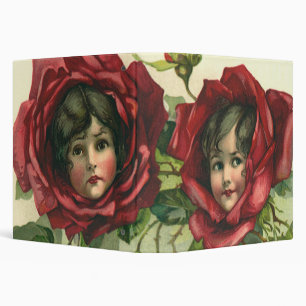 Vintage Valentine's Day, Victorian Faces in Roses 3 Ring Binder