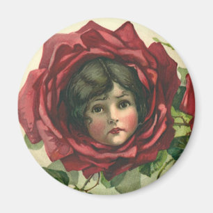 Vintage Valentine's Day, Victorian Faces in Roses Magnet