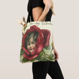 Vintage Valentine's Day, Victorian Faces in Roses Tote Bag