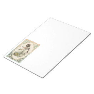 Vintage Valentine's Day, Victorian Girl with Roses Notepad