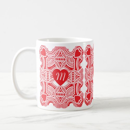 Vintage Valentines Day Victorian Hearts Die Cut Coffee Mug