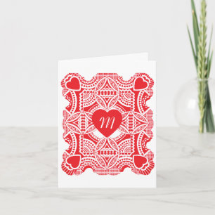 Vintage Valentine's Day, Victorian Hearts Die Cut Holiday Card