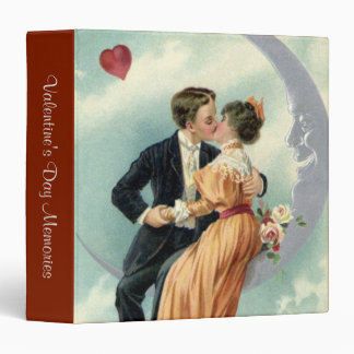 Vintage Valentine's Day Victorian Kiss on the Moon 3 Ring Binder