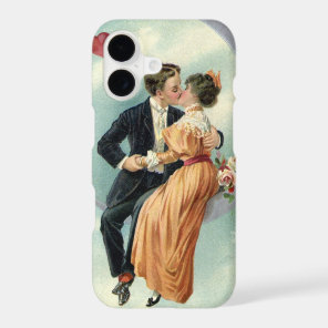 Vintage Valentine's Day Victorian Kiss on the Moon iPhone 17 Case