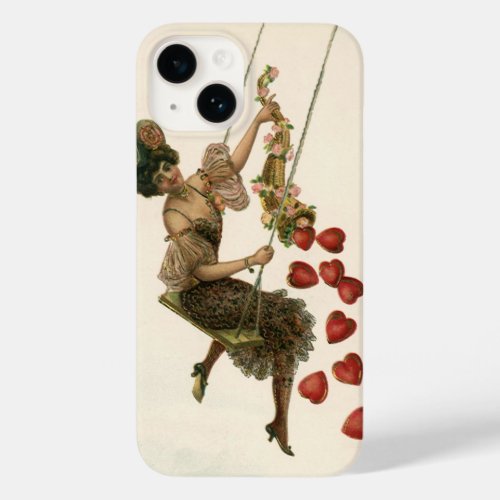 Vintage Valentines Day Victorian Lady on a Swing Case_Mate iPhone 14 Case