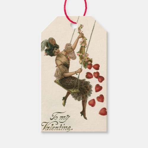 Vintage Valentines Day Victorian Lady on a Swing Gift Tags