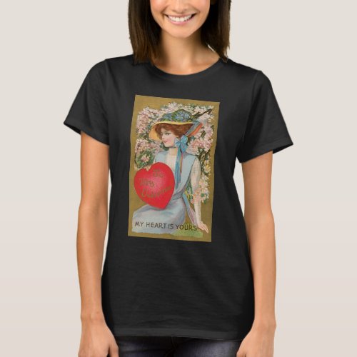 Vintage Valentines Day Victorian Lady with Heart T_Shirt