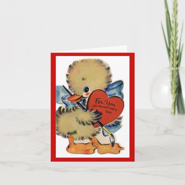 Vintage Valentine's Duck Note Card (Front)