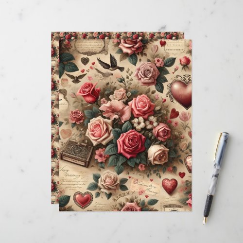 Vintage Valentines Ephemera Scrapbook Paper