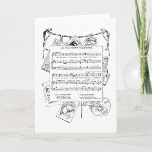 Vintage Valentines Song and Music Holiday Card