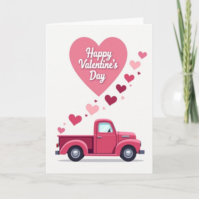 Vintage Valentines Truck Love Card (Front)