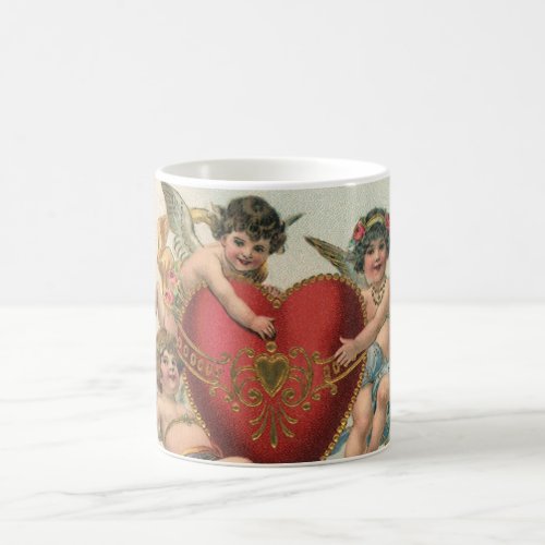 Vintage Valentines Victorian Angels Cherubs Heart Coffee Mug