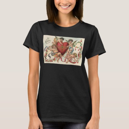 Vintage Valentines Victorian Angels Cherubs Heart T_Shirt