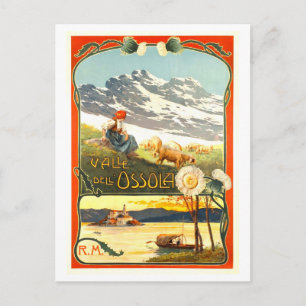 Vintage Valle Dell Ossola Travel Poster Postcard