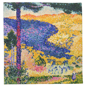 Vintage Valley with Fir painting Cloth Napkin