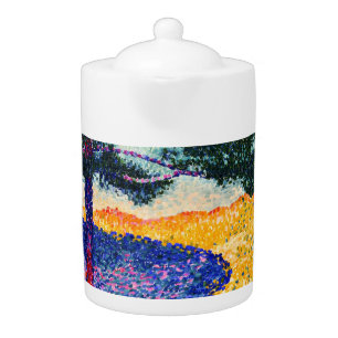 Vintage Valley with Fir painting Teapot