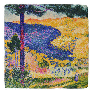 Vintage Valley with Fir painting Trivet