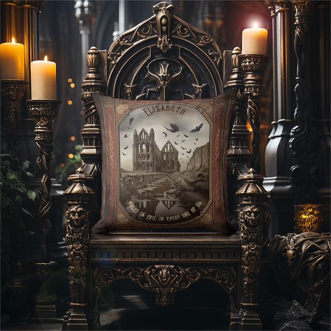 Vintage Vampire Abbey Romantic Dracula Gothic Throw Pillow (Creator Uploaded)