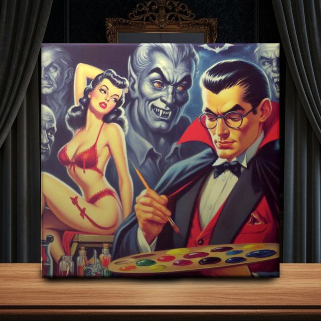 Vintage Vampire and Pin Up Ceramic Tile (Creator Uploaded)