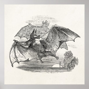 Vintage Vampire Bats Personalized Retro Bats Poster