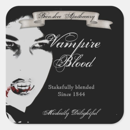 Vintage Vampire Blood Halloween Bottle Stickers