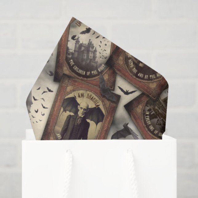 Vintage Vampire Dracula Halloween Gothic Tissue Paper (Gift Bag)