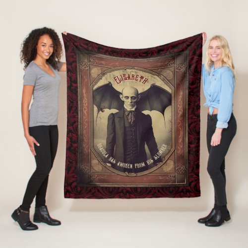 Vintage Vampire Gothic Halloween Dracula  Fleece Blanket