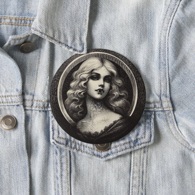Vintage Vampire Gothic Horror Spooky Button (In Situ)