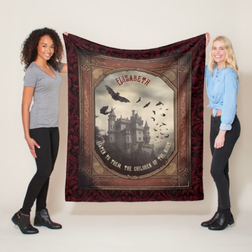 Vintage Vampire Gothic Romantic Dracula Kissing Fleece Blanket