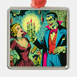 Vintage Vampire Horror Comics Metal Ornament