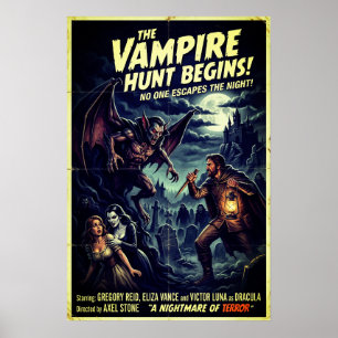 Vintage Vampire Hunt Poster Gothic Horror Wall Art
