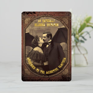Vintage Vampire Kiss Dracula Halloween Party Foil Holiday Card