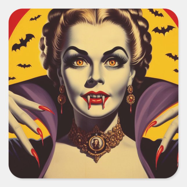 Vintage Vampire Woman Square Sticker (Front)