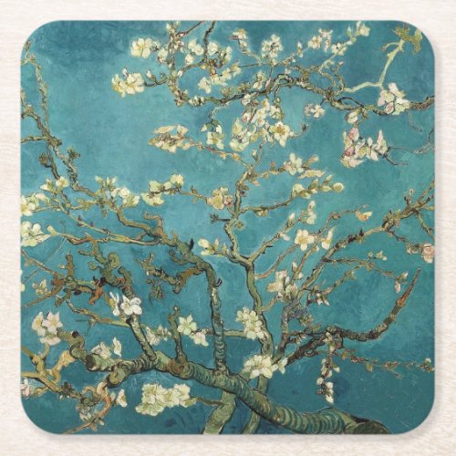 Vintage Van Gogh Almond Blossom Square Paper Coaster