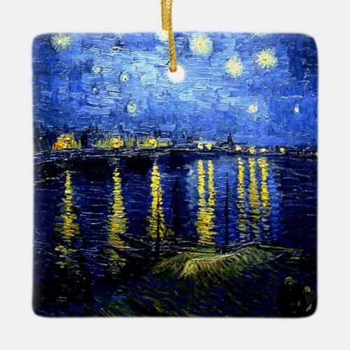 Vintage Van Gogh fine art Starry Night over Rhone Ceramic Ornament