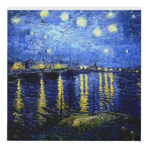 Vintage Van Gogh fine art Starry Night over Rhone Faux Canvas Print