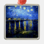 Vintage Van Gogh fine art, Starry Night over Rhone Metal Ornament