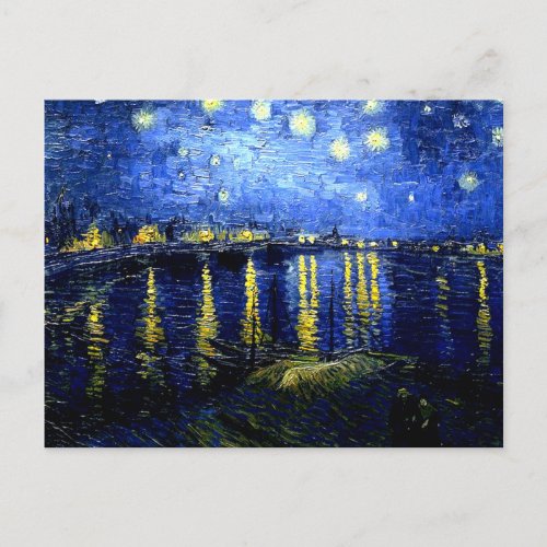 Vintage Van Gogh fine art Starry Night over Rhone Postcard