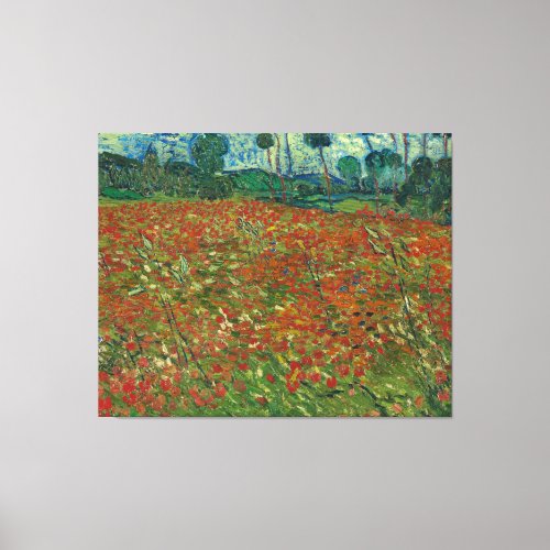 Vintage Van Gogh Flowers Field with Poppies Canvas Print