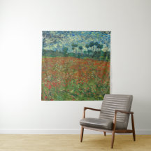 Vintage Van Gogh Flowers Field with Poppies