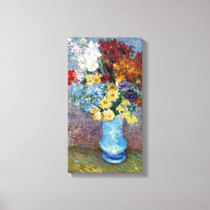 Vintage Van Gogh Flowers in a Blue Vase Canvas Print