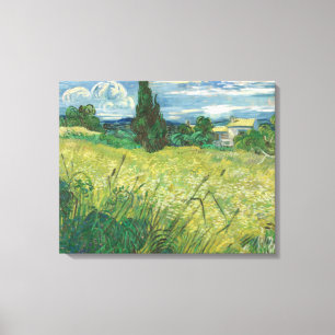 Vintage Van Gogh Green Field   Canvas Print