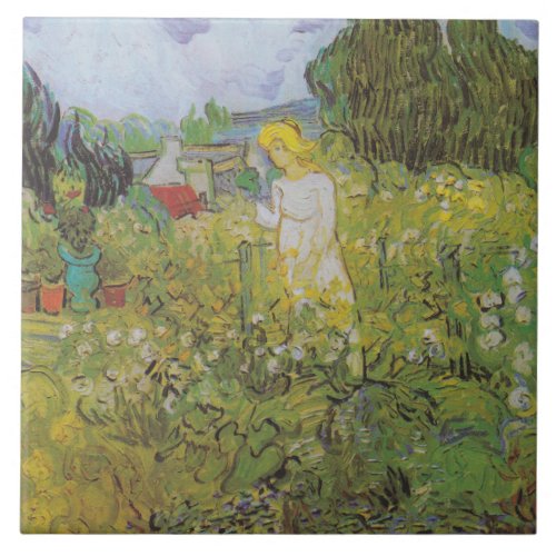 Vintage Van Gogh Marguerite Gachet in the Garden Ceramic Tile