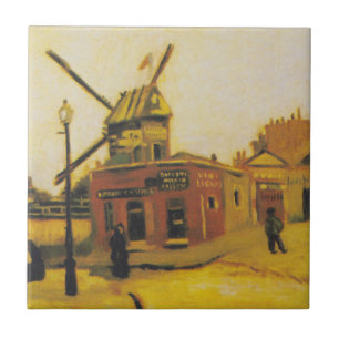 Vintage Van Gogh Paris Windmill Painting Ceramic Tile