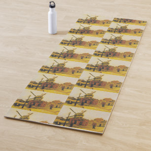Vintage Van Gogh Paris Windmill Painting Yoga Mat