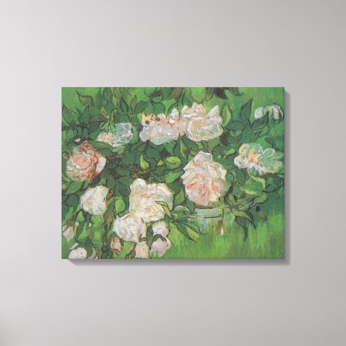 Vintage Van Gogh Pink Roses Canvas Print