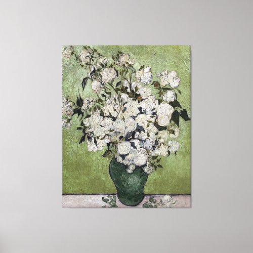 Vintage Van Gogh Pink Roses in a Vase   Canvas Print