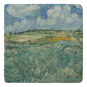 Vintage Van Gogh Plain at Auvers With Rain Clouds Trivet