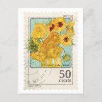 Vintage Van Gogh Postage Stamp Postcard