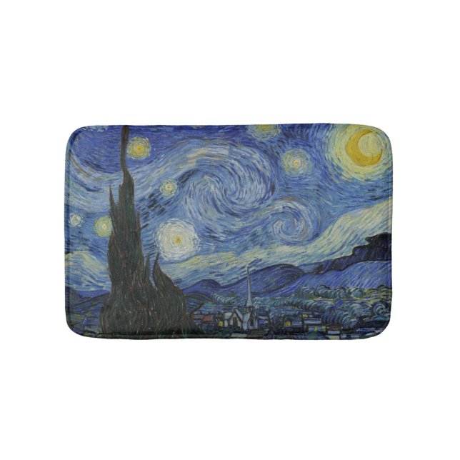 Vintage Van Gogh Starry Night Bathroom Mat (Front)
